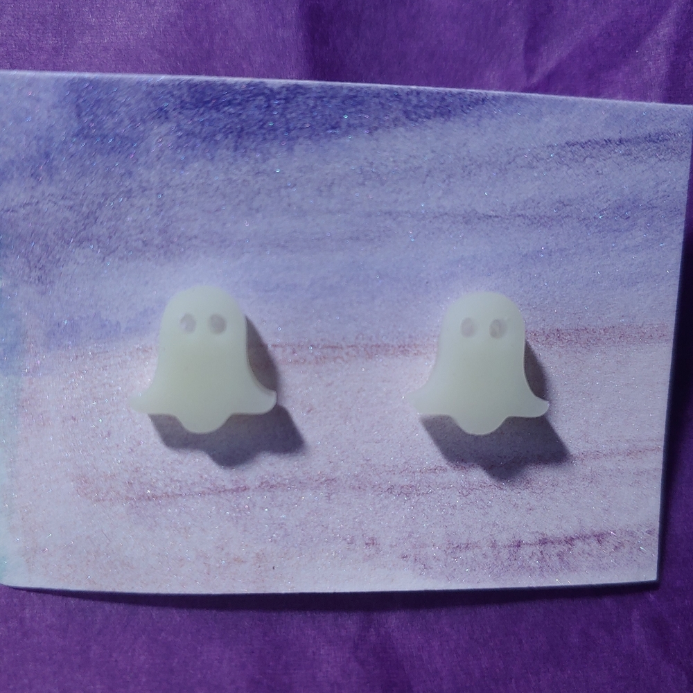 Handmade glow in the dark ghost earrings